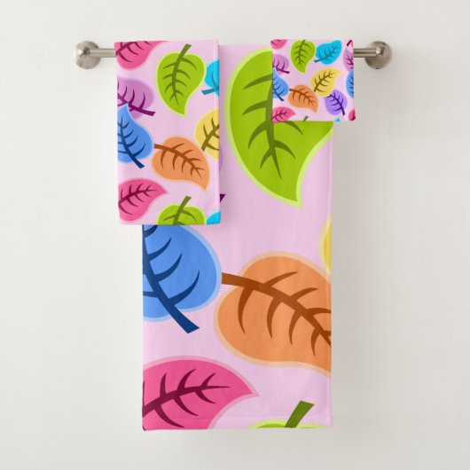 Colorful Leaf Pattern Bad Handdoek (Insitu)