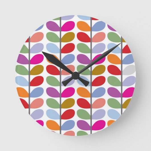 Colorful Leaf Pattern Ronde Klok (Voorkant)