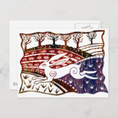 Colorful Leaping Hare Briefkaart (Voorkant / Achterkant)