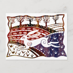 Colorful Leaping Hare Briefkaart