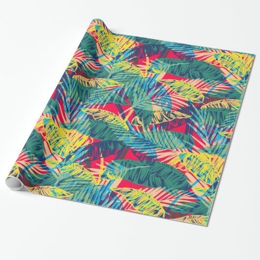 Colorful Leaves Pattern Cadeaupapier (Uitgerold)