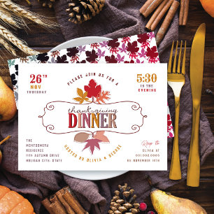 Colorful Leaves Thanksgiving Dinner Holiday Party Kaart