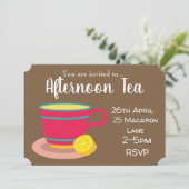 Colorful lemon tea namiddag theeparty kaart (Staand voorkant)