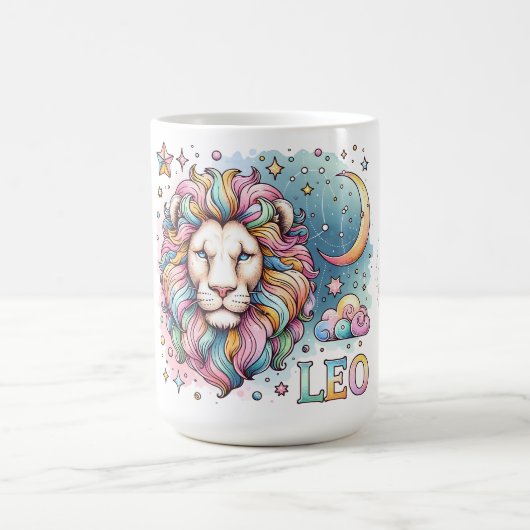 Colorful Leo Zodiac Astrology Lion Koffiemok (Center)