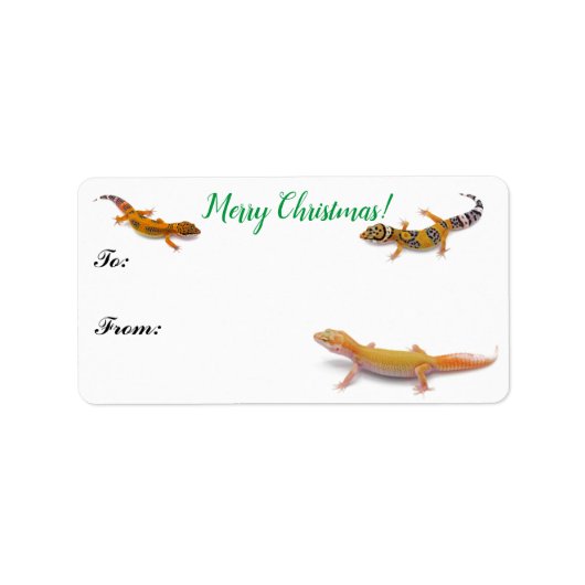 Colorful Leopard Gecko Lizard kerstcadeau Label (Voorkant)