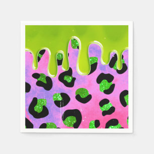 Colorful Leopard Green Slime 100th Birthday Party Servet