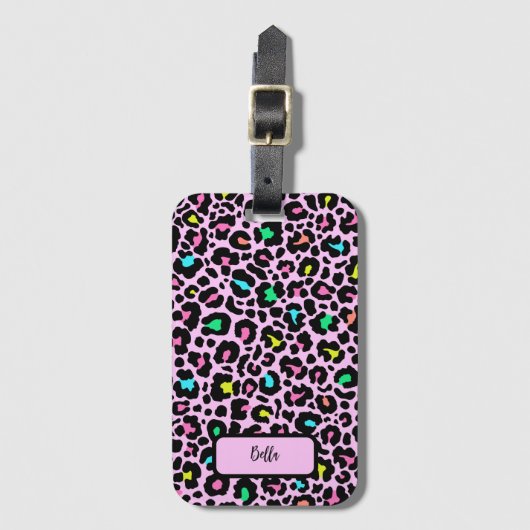 Colorful Leopard Pattern Bagagelabel (Voorkant (verticaal))