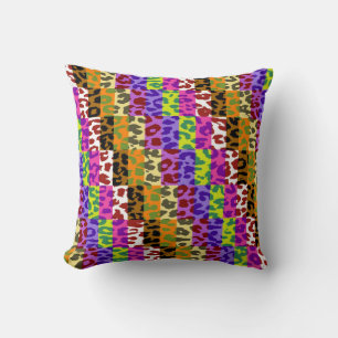 Colorful Leopard Print Squares Checker Patroon 11 Kussen
