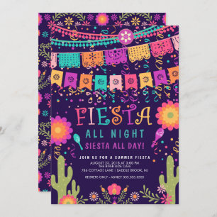 Colorful Let's Fiesta Summer Party Invitation Kaart