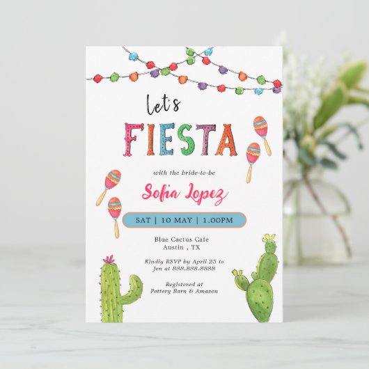 Colorful Lets's Fiesta Bridal Shower Invitation (Debout devant)
