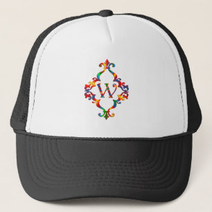 Colorful Letter W Monogram Initiaal Trucker Pet