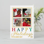 Colorful Letters 4 Foto Prettige feestdagen Gold (Staand Voorkant)