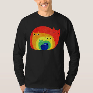Colorful LGBT Cat Gay Pride Rainbow Flag Kitten Qu T-shirt