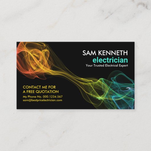 Colorful Lightning Wave Electrical Contractor Visitekaartje (Voorkant)