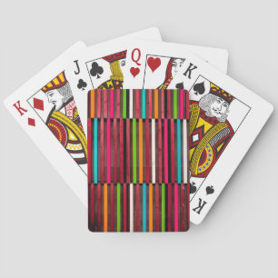 Colorful Lines Wood Blue Oranje Pattern Pokerkaarten