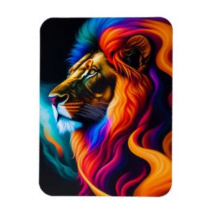 Colorful Lion Face Art Magneet
