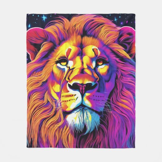 Colorful Lion Fleece Deken (Voorkant)