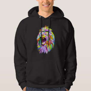 Colorful Lion Head Pop Art voor leeuwen Hoodie
