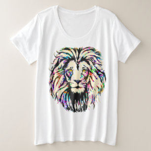 Colorful Lion Head Tekening - Grote katten in het Maat T-shirt
