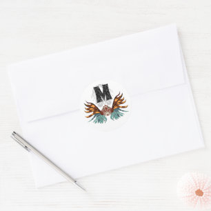 Colorful Lionfish Monogram Ronde Sticker