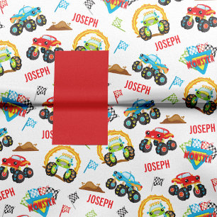 Colorful Little Boy Monster Trucks Patroon Tissuepapier