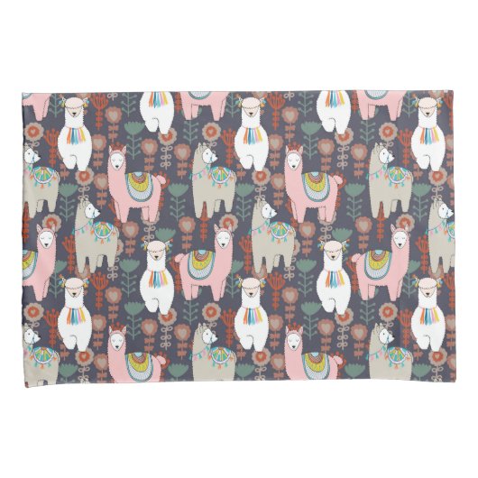 Colorful Llamas Pattern Kussensloop (Voorkant-Rechts)