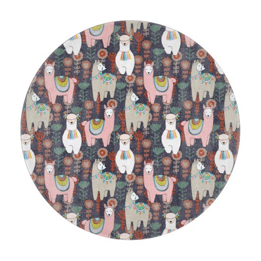 Colorful Llamas Pattern Snijplank (Voorkant)