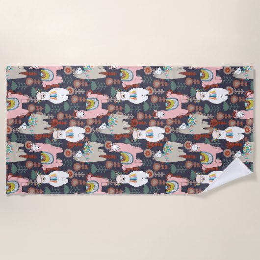 Colorful Llamas Pattern Strandlaken (Voorkant)
