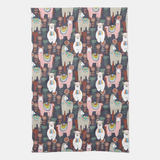 Colorful Llamas Pattern Theedoek (Verticaal)