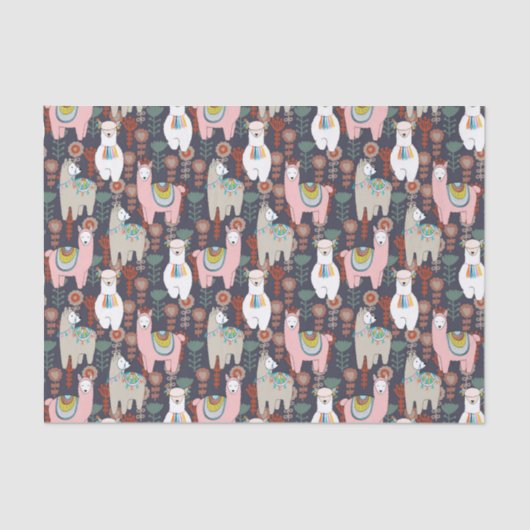 Colorful Llamas Pattern Tissuepapier (Voorkant)