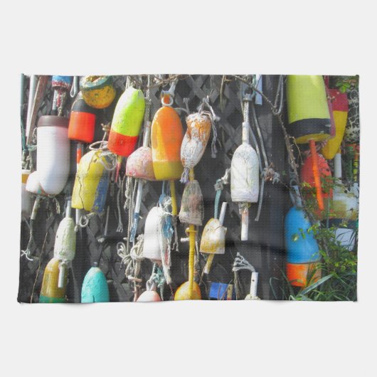Colorful Lobster Buoys Theedoek (Horizontaal)