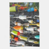 Colorful Lobster Buoys Theedoek (Verticaal)