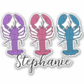 Colorful Lobsters Personalized Crustacean Sticker (Voorkant)