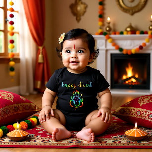 Colorful Lord Ganesha Happy Diwali zwart Romper