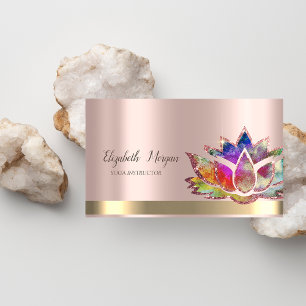 Colorful Lotus Flower Roos Gold Yoga Instructor Visitekaartje