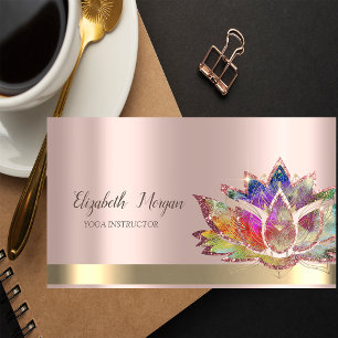 Colorful Lotus Flower Rose Gold Yoga Visitekaartje