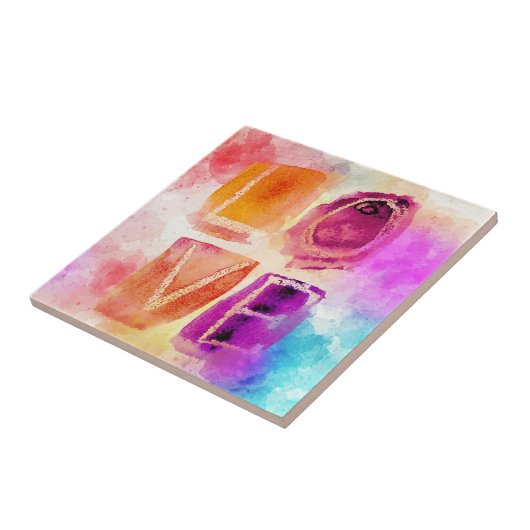 Colorful Love in Waterverf Tegeltje (Zijkant)