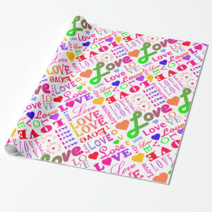Colorful Love, Love, Love, Love, Love, Love, Love Cadeaupapier