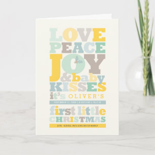 Colorful Love Peace Joy and Baby Kisses Letters Feestdagen Kaart