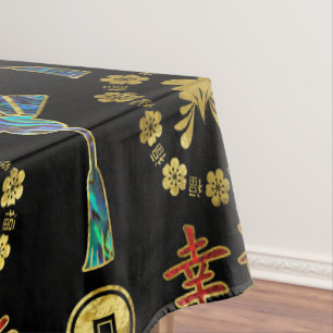 Colorful Lucky Chinese Symbols Patroon Tafelkleed