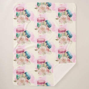 Colorful Macarons en het Patroon van de Waterverf  Sherpa Deken