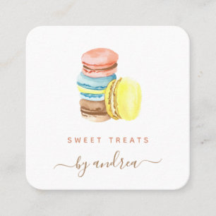 Colorful Macarons Qr Code Social Media Bakery Cute Vierkante Visitekaartje