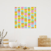 Colorful Macarons Stack Patroon Poster (Keuken)