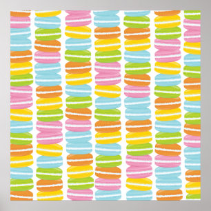 Colorful Macarons Stack Patroon Poster