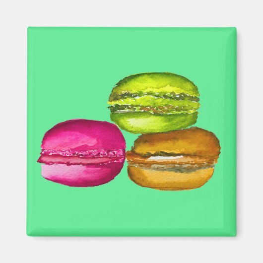 Colorful Macarons waterverf art funky Magneet (Voorkant)