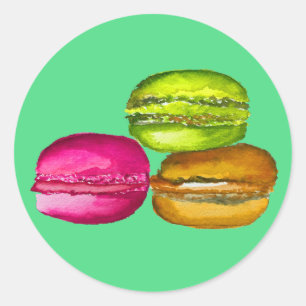 Colorful Macarons waterverf art funky Ronde Sticker