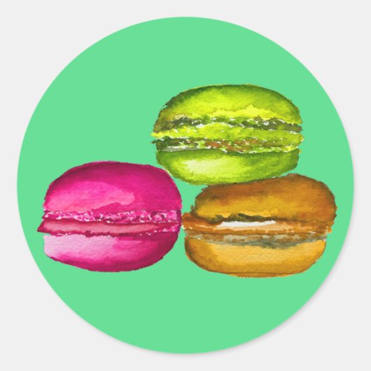 Colorful Macarons waterverf art funky Ronde Sticker (Voorkant)
