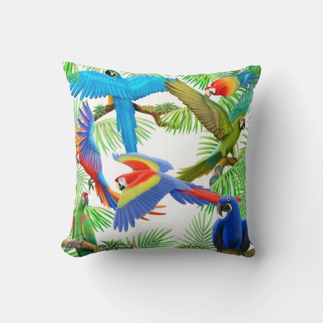Colorful Macaw Parrots Pillow Kussen (Voorkant)
