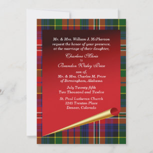 Colorful MacPherson Tartan Bond Wedding Kaart