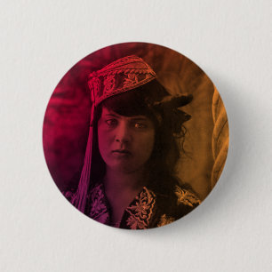 Colorful Maghreb Joods Tunesisch Djerba Girl Butto Ronde Button 5,7 Cm